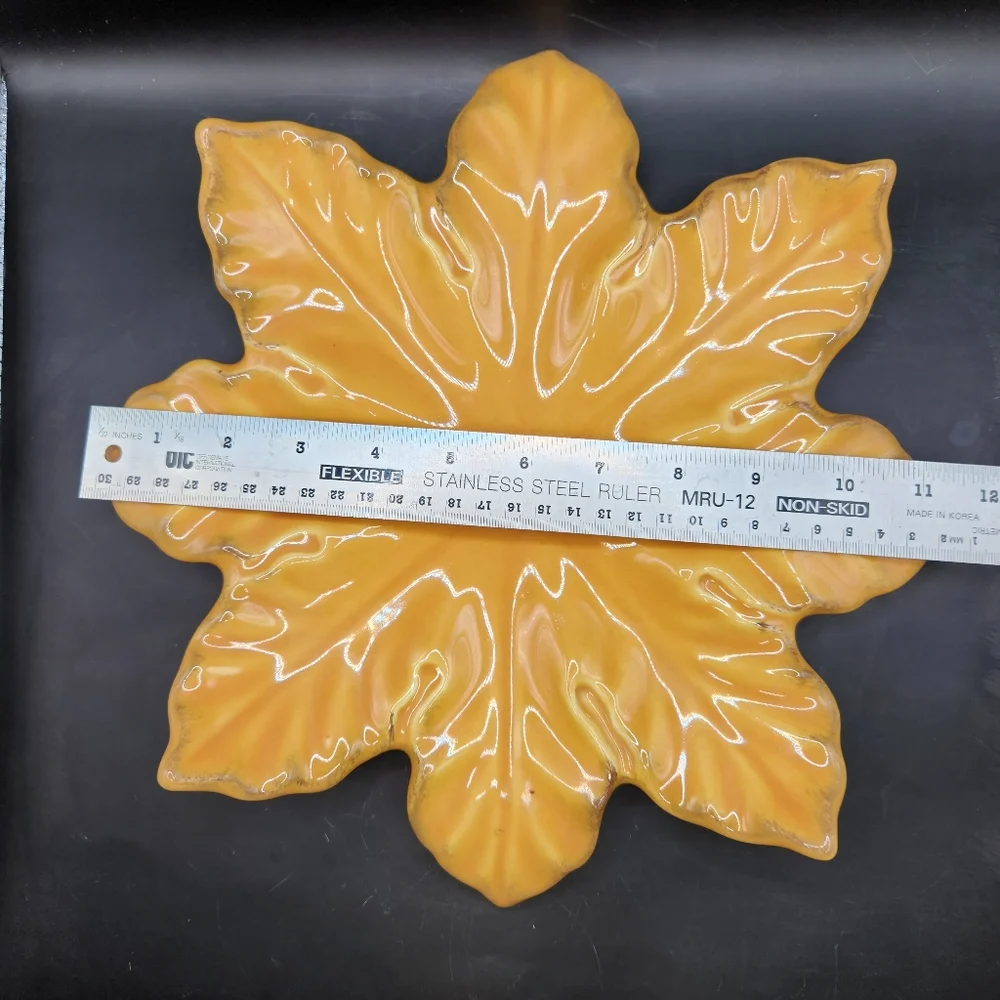 Skyros Designs Portugal Gold/Yellow Fall/Autumn Leaf Platter Hand Painted